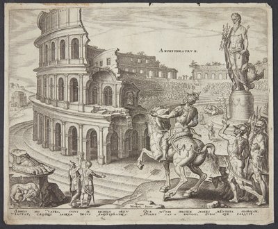 Het Colosseum in Rome door Philips Galle