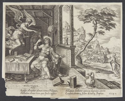De engel verschijnt aan St. Philip door Philips Galle
