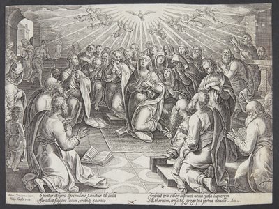 De nederdaling van de Heilige Geest door Philips Galle