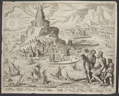 De vuurtoren van Alexandrië door Philips Galle