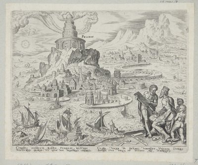 De vuurtoren van Alexandrië door Philips Galle