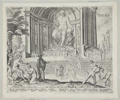 Het standbeeld van Jupiter in Olympia door Philips Galle