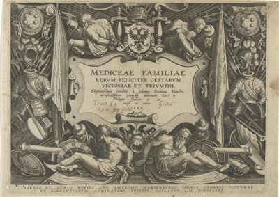 Titelprent van de serie Mediceae Familiae door Philips Galle