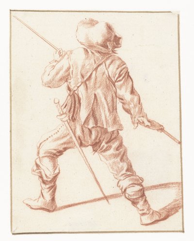 Man vechtend met een lans, van achteren gezien door Philips Wouwerman (copy after)
