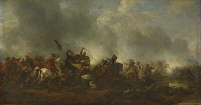 Cavalerie valt infanterie aan, 1656-1668 door Philips Wouwerman