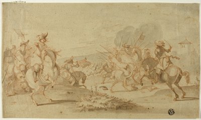 Cavalerie in de strijd door Philips Wouwerman