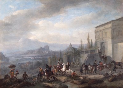 Het vertrek van een valkenjachtpartij, ca. 1650s door Philips Wouwerman