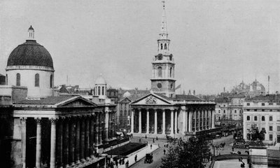 National Gallery en Kerk van St Martin-in-the-Fields, Westminster, Londen door Photochrom Co Ltd of London