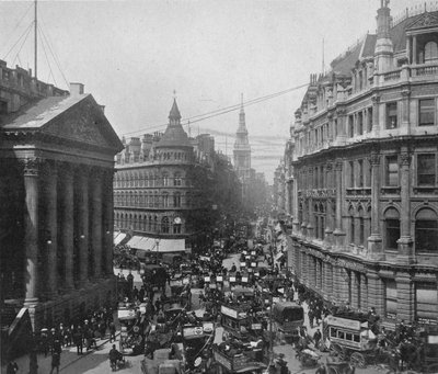 Het Mansion House en Cheapside, City of London, ca. 1890 door Photochrom Co Ltd of London
