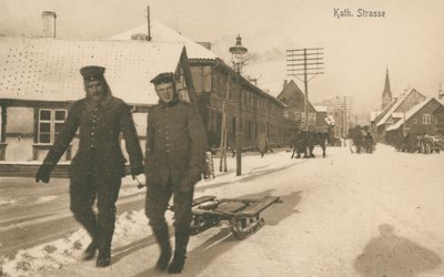 Duitse bezetting van Jelgava in Letland tijdens de Eerste Wereldoorlog (zw/w foto) door Photographer German