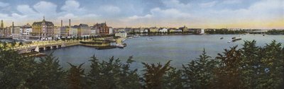 Hamburg: Panorama van de oude en nieuwe Jungfernstieg door Photographer German