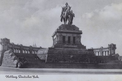 Monument voor Kaiser Wilhelm I, Deutsches Eck, Koblenz, Duitsland (zw/w foto) door Photographer German