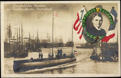 Terugkeer van de vrachtduikboot Duitsland, U-boot door Photographer German