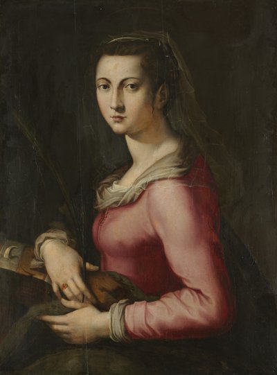 Portret van een vrouw als Sint-Catharina door Pier Francesco Foschi