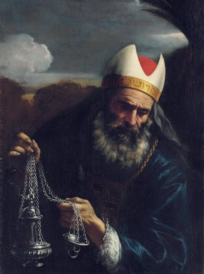 Aäron, Hogepriester van de Israëlieten, met een wierookvat door Pier Francesco Mola
