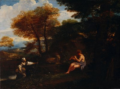 Landschap met een herder en herderin door Pier Francesco Mola