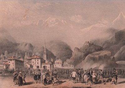 Bivak van Franse troepen in Susa, Piëmont door Blaise Nicolas Le Sueur