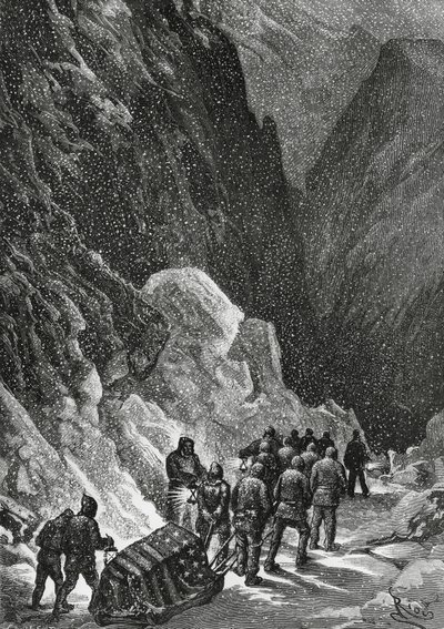 Begrafenis van kapitein Charles Francis Hall (1821-1871), Amerikaanse ontdekkingsreiziger, Groenland, november 1871, Polaris-expeditie door Blaise Nicolas Le Sueur