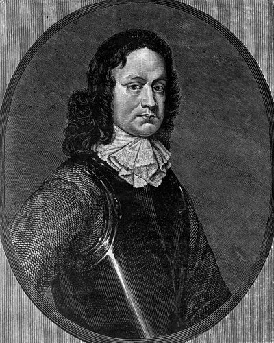 Portret van John Hampden (circa 1595-1643), Engelse politicus, gravure door Blaise Nicolas Le Sueur