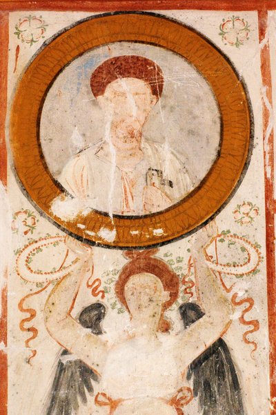 Syrië, Palmyra, Vallei der graven, Hypogeum fresco in het graf van drie broers door Blaise Nicolas Le Sueur