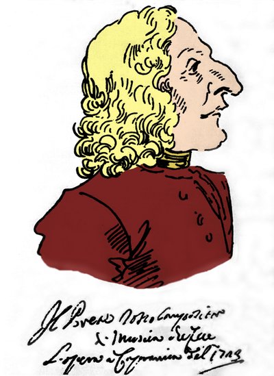 Antonio Vivaldi (1678 - 1741), Cartoon door Pierre Leone Ghezzi (1674 - 1755) door Pier Leone Ghezzi