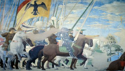 (Detail) uit de Legende van het Ware Kruis toont overwinning van Constantijn, door Piero della Francesca door Piero della Francesca