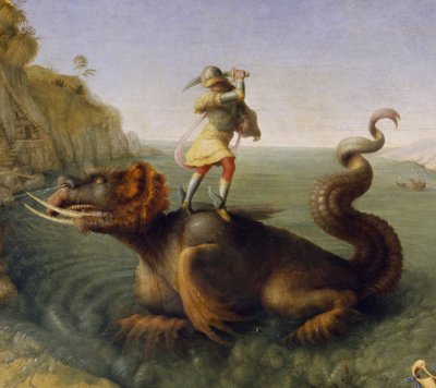 Perseus redt Andromeda, ca. 1510-13 (olieverf op doek) (detail) door Piero di Cosimo