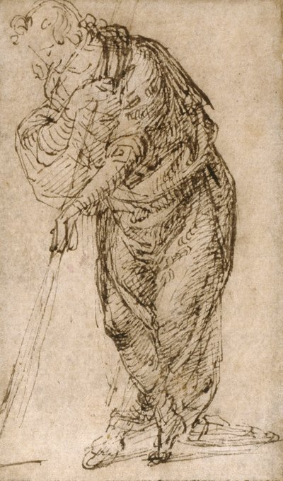 Staande Figuur Leunend op een Staf door Piero di Cosimo