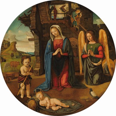 De Geboorte met de Heilige Johannes de Doper, ca. 1495-1505 door Piero di Cosimo