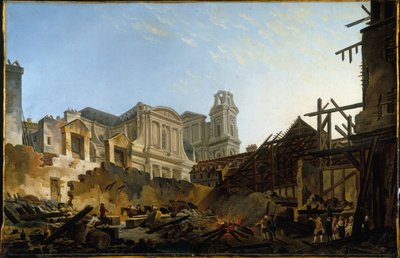 La foire Saint-Germain na de brand in de nacht van 16 op 17 maart 1762, ca. 1762 door Pierre Antoine Demachy