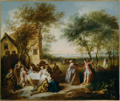 Fete champetre - Dorpsfeest ... (schilderij op doek) door Pierre-Antoine Quillard