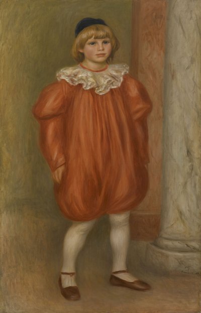 Claude Renoir in clownkostuum door Pierre-Auguste Renoir
