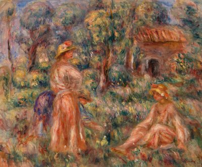 Meisjes in een Landschap door Pierre-Auguste Renoir