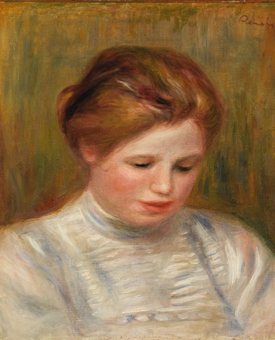 Hoofd; ook wel Etude de brodeuse genoemd door Pierre-Auguste Renoir
