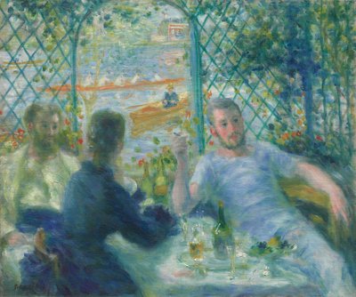 Lunch in Restaurant Fournaise (De Roeierslunch) door Pierre-Auguste Renoir