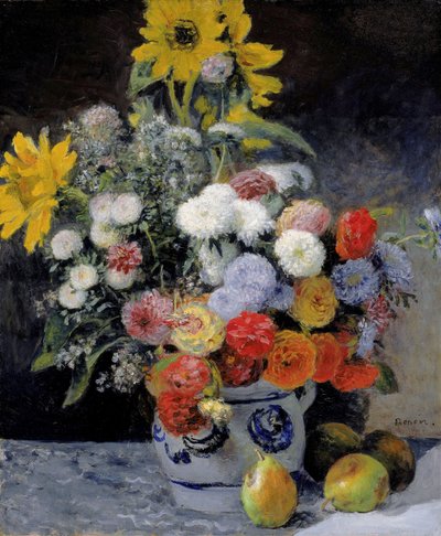 Gemengde bloemen in een aardewerken pot door Pierre-Auguste Renoir