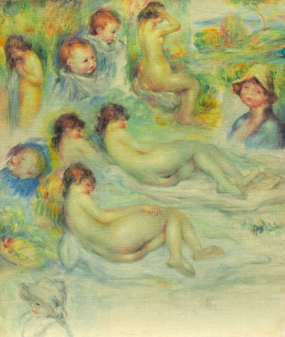 Studies van Pierre Renoir; zijn moeder, Aline Charigot; naakten; en landschap door Pierre-Auguste Renoir