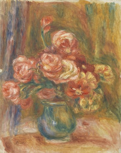 Vaas met rozen door Pierre-Auguste Renoir