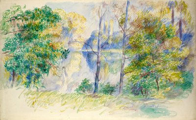 Uitzicht op een park door Pierre-Auguste Renoir