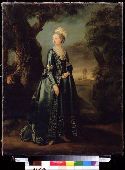 Dame in een tuin (Portret van groothertogin Natalia) door Pierre Etienne Falconet