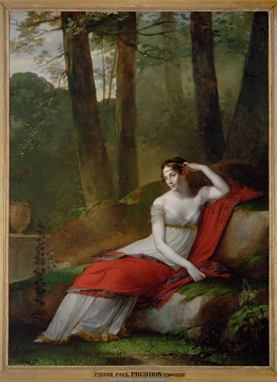Keizerin Josephine, eerste vrouw van Napoleon I, in de tuinen van la Malmaison. Prud