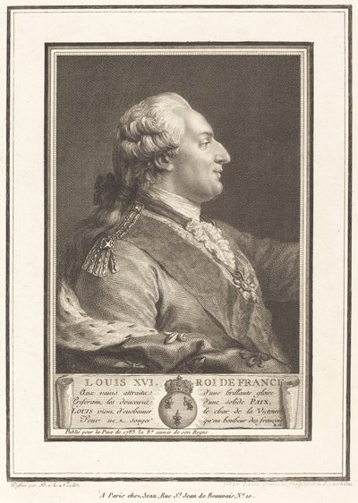 Lodewijk XVI, Koning van Frankrijk door Pierre Adrien Le Beau after Benedict Alphonse Nicolet