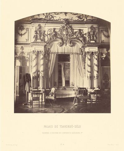 Tsarskoe-Selo paleis, slaapkamer van keizer Alexander 1e door Pierre Ambrose Richebourg