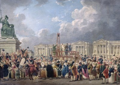 Een executie, Place de la Révolution, tussen augustus 1793 en juni 1794 door Pierre Antoine Demachy