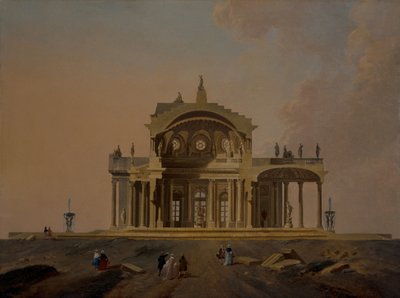 Fantastische Architecturale Studies met Figuren door Pierre Antoine Demachy