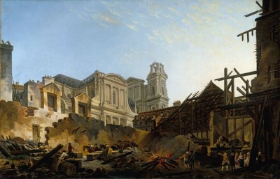 De Foire Saint-Germain na de brand van de nacht van 16 op 17 maart 1762, ca. 1762 door Pierre Antoine Demachy