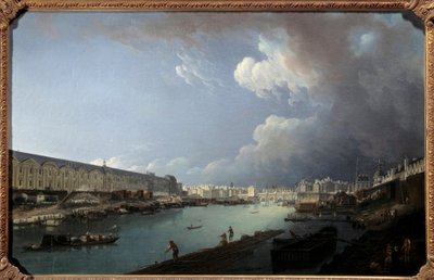 Uitzicht op het Louvre en het Ile de la Cite vanaf de Pont Royal. door Pierre Antoine Demachy