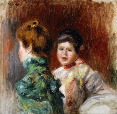Een schets van de hoofden van twee vrouwen, 1895 door Pierre Auguste Renoir