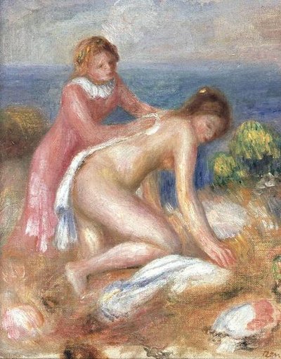 Bader en een Dienstmeid door Pierre Auguste Renoir