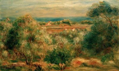 Uitzicht van Haut-Cagnes op de zee door Pierre Auguste Renoir